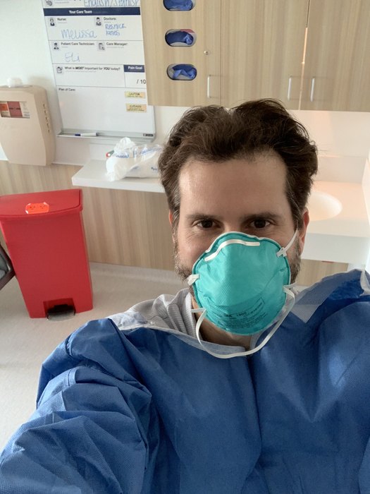 In PPE during the pandemic.