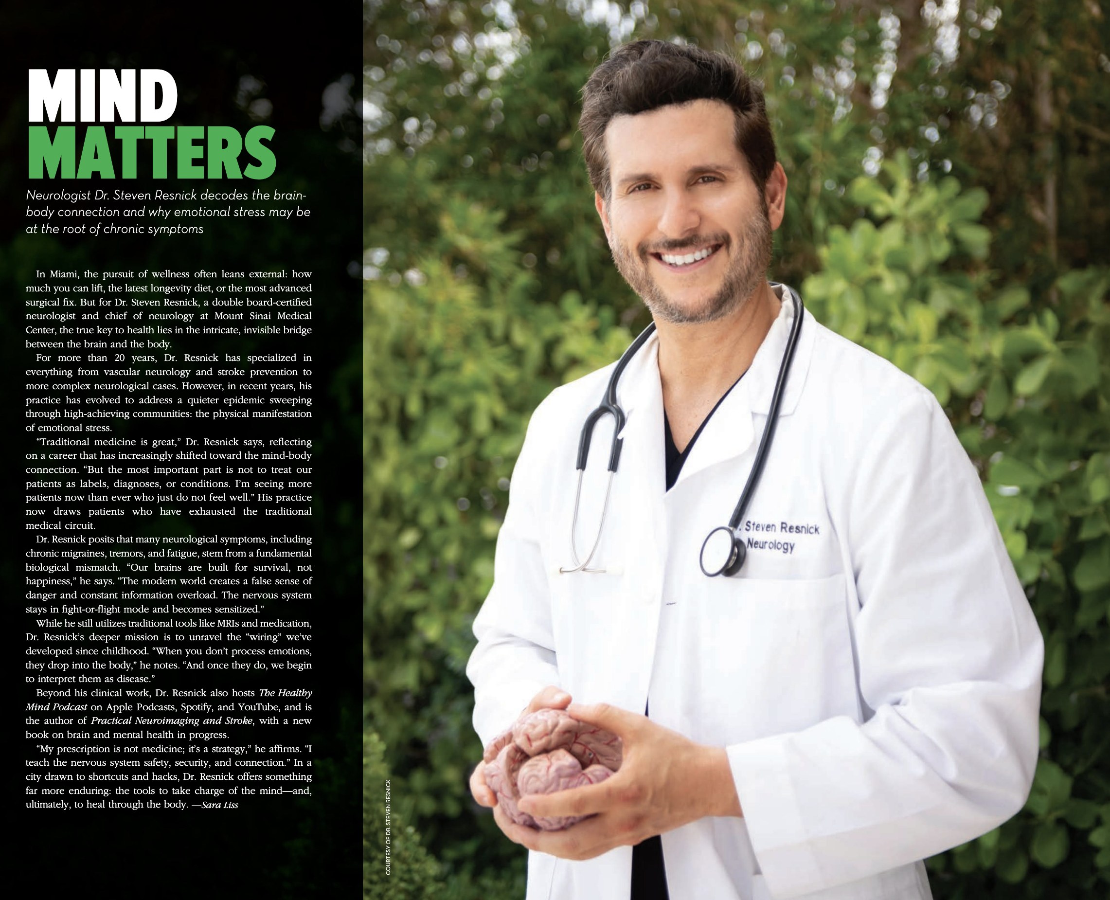 Mind Matters article in Aventura Magazine featuring Dr. Steven Resnick